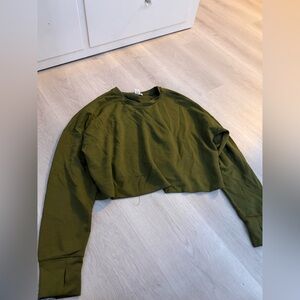 Olive Green Women's Cropped Sweatshirt
